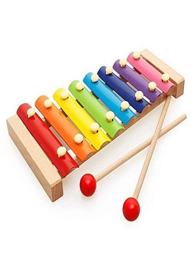 JAPSI Wooden Xylophone, 8 Notes Musical Toy with 2 Sticks, Educational Instrument for Kids 3+, Multicolour - Image 2